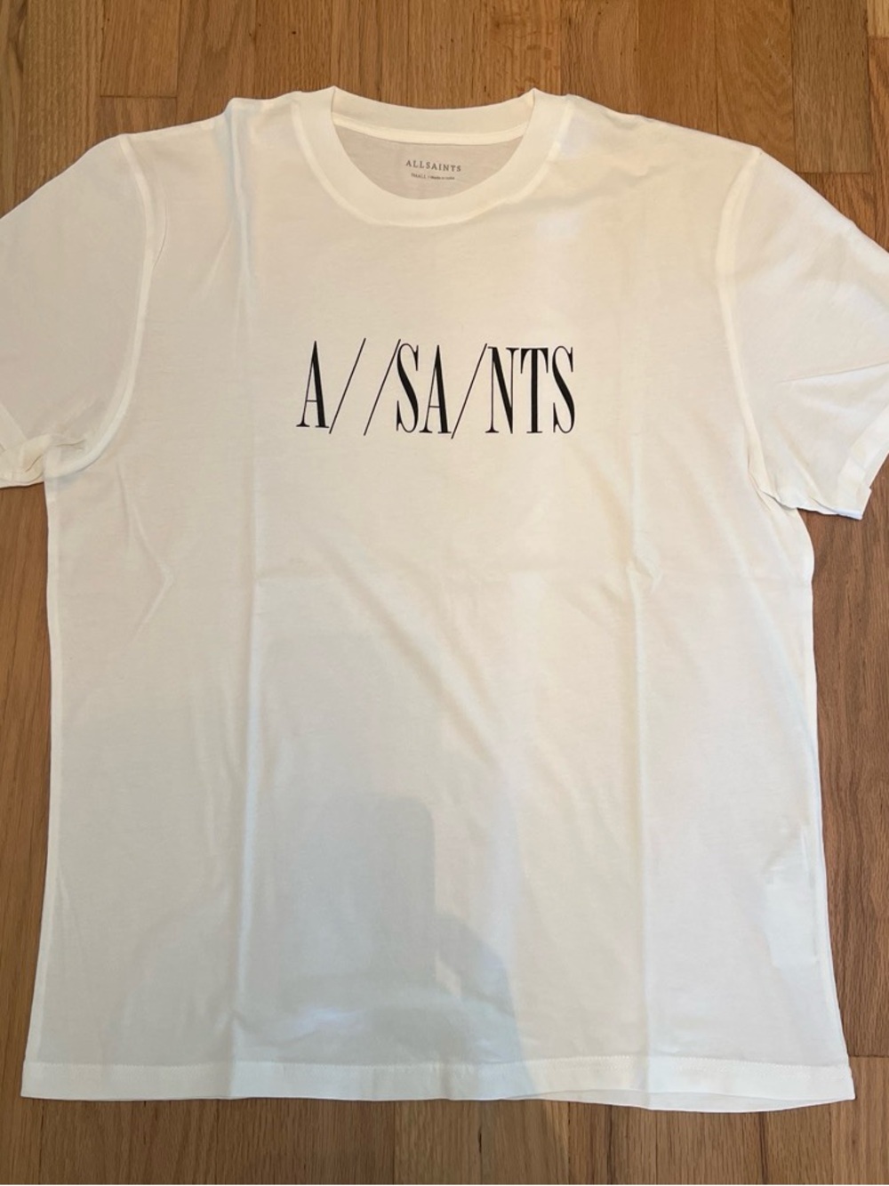 Men’s All Saints White Logo Crew Neck T-Shirt